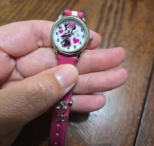 Disney Minnie Pink Watch with Heart Charm